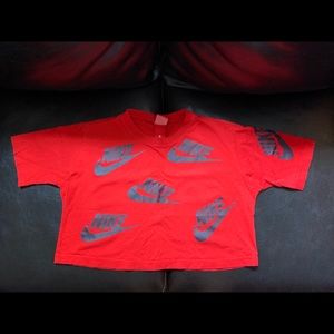 Red Nike logo crop top